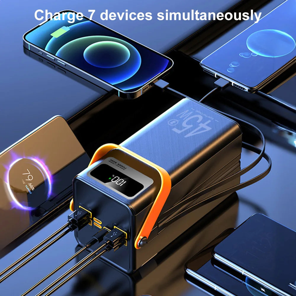 Portable Power Bank 50000mAh Cell Phone Charger 45W Fast Charging Powerbank With LED Flashlight For Huawei Xiaomi iPhone Tablet