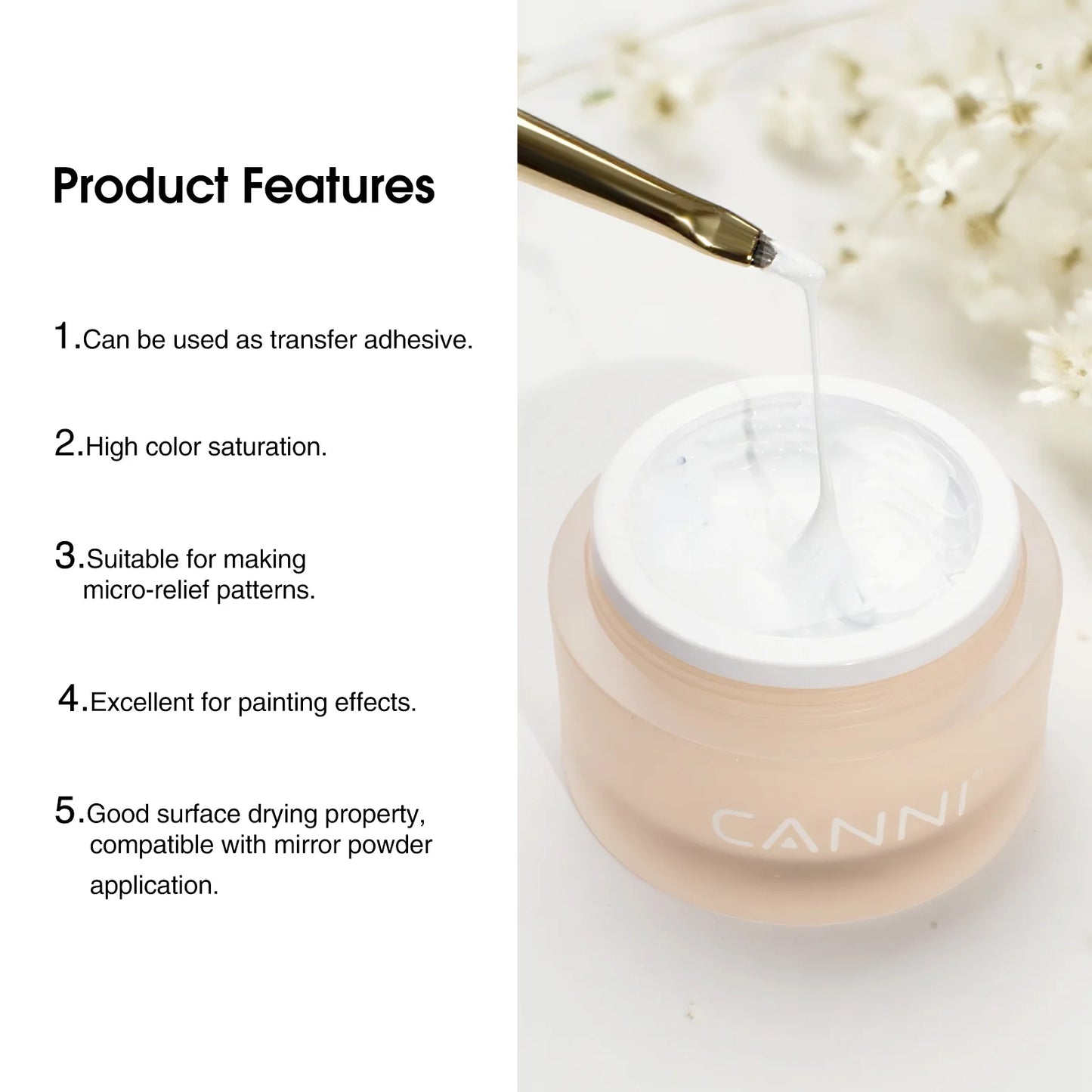 CANNI 10g No-Wipe 5-in-1 Plaster Gel HEMA TPO FREE Nail Art Functional Gel White Black Nail Painting Relief Pattern DIY Manicure