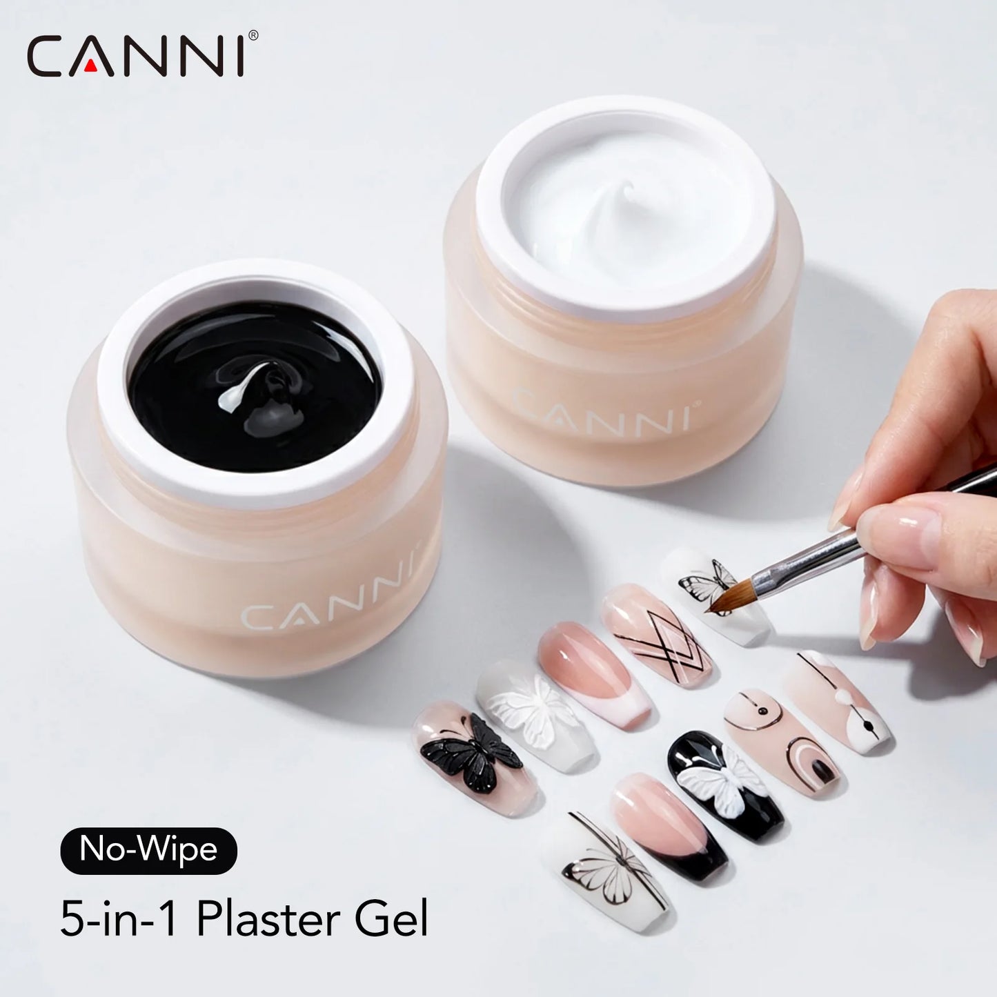CANNI 10g No-Wipe 5-in-1 Plaster Gel HEMA TPO FREE Nail Art Functional Gel White Black Nail Painting Relief Pattern DIY Manicure