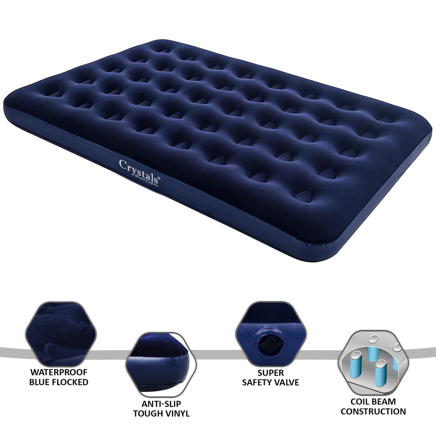 Double Flocked Camping Airbed Inflatable Mattress Blow Up Air Bed