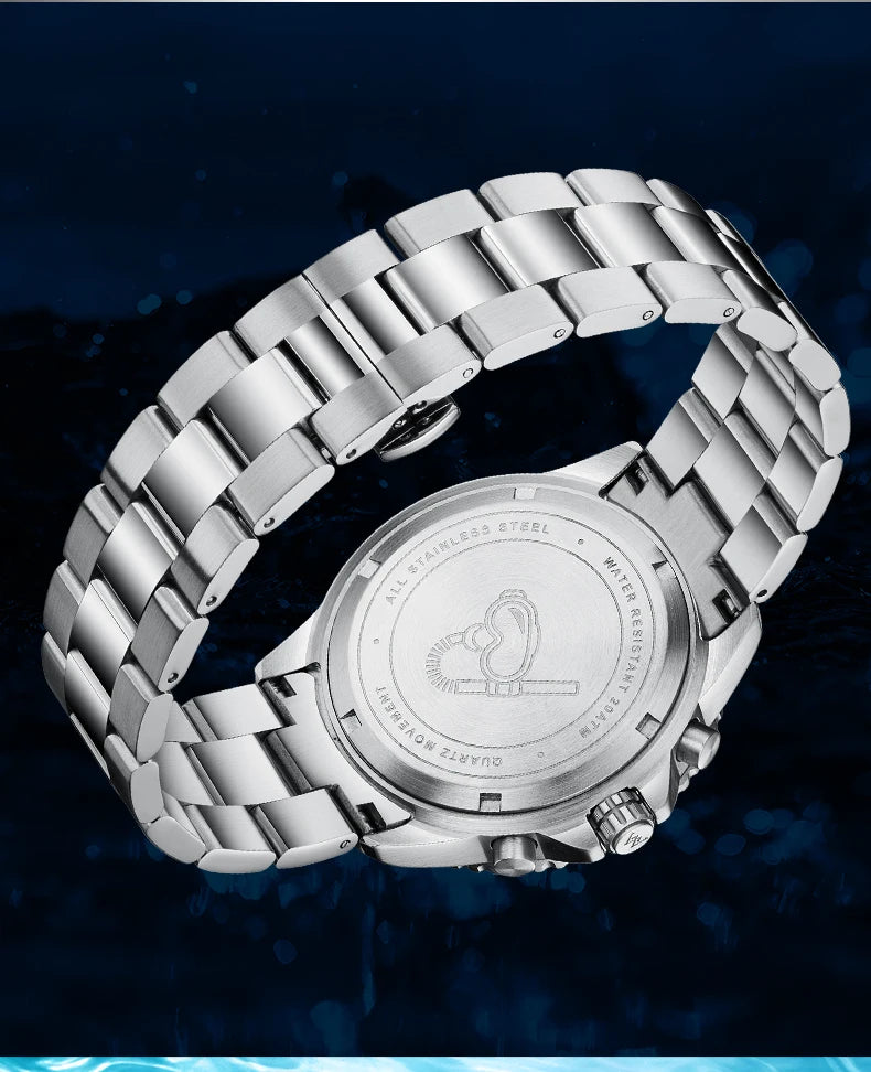 WM Watch Quartz Watches Multifunction Casual Business 200M Water Resistant Sapphire Crystal Aluminum Bezel WellyMerck Watch 184M