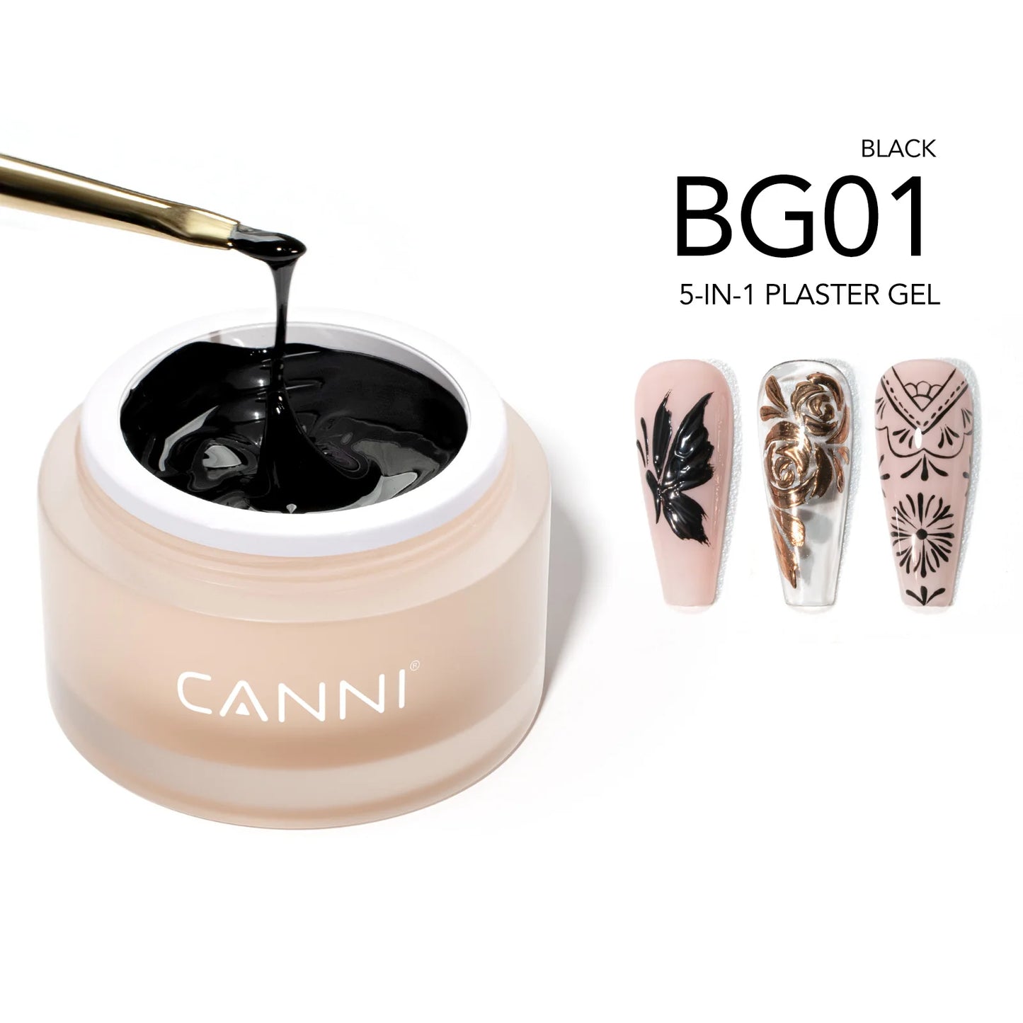 CANNI 10g No-Wipe 5-in-1 Plaster Gel HEMA TPO FREE Nail Art Functional Gel White Black Nail Painting Relief Pattern DIY Manicure