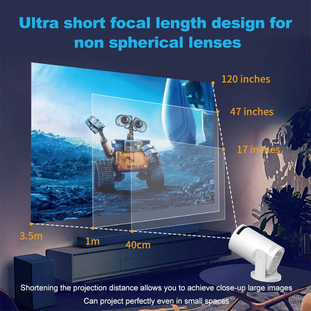 Portable HD Projector Mini Wireless Smart Phone Projector WiFi6 Auto Keystone 180°Flexible LED Video Projector For Home Theater