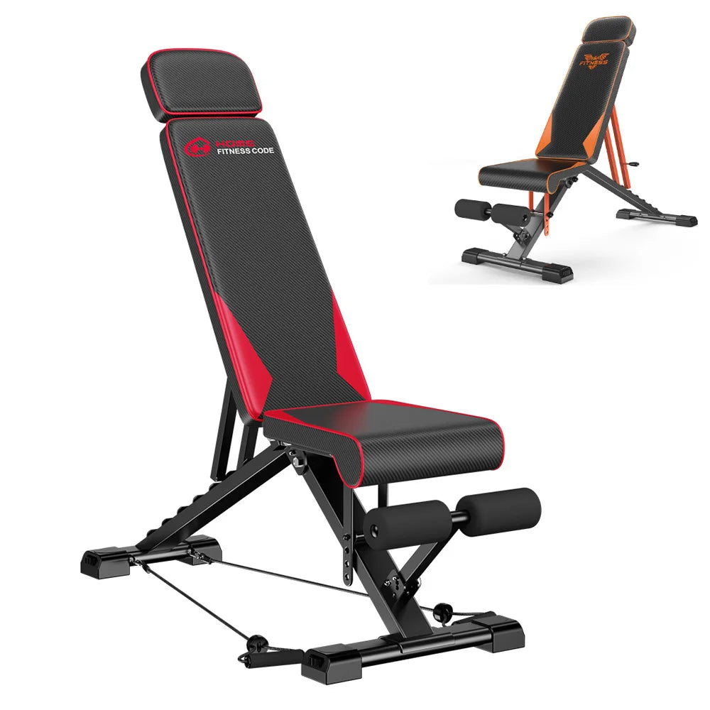 Adjustable Weight Bench with Resistance Bands Folding Weight Bench for Full Body Workout Home Quick Folding Versatile