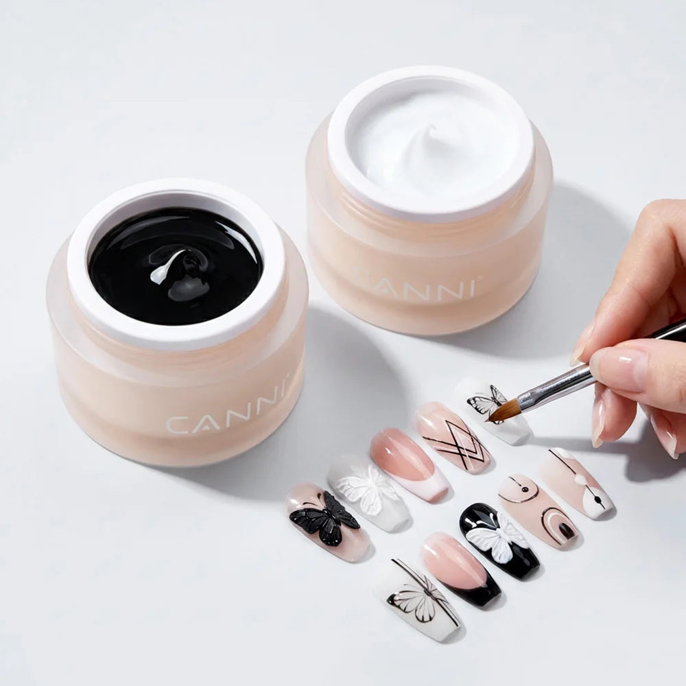 CANNI 10g No-Wipe 5-in-1 Plaster Gel HEMA TPO FREE Nail Art Functional Gel White Black Nail Painting Relief Pattern DIY Manicure