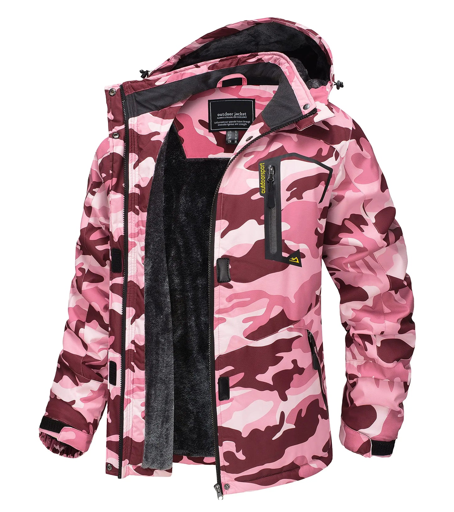 TACVASEN Winter Waterproof Ski Snowboard Jacket Womens Thermal Heavy Fleece Jackets Casual Work Rain Coat Windbreaker Parka