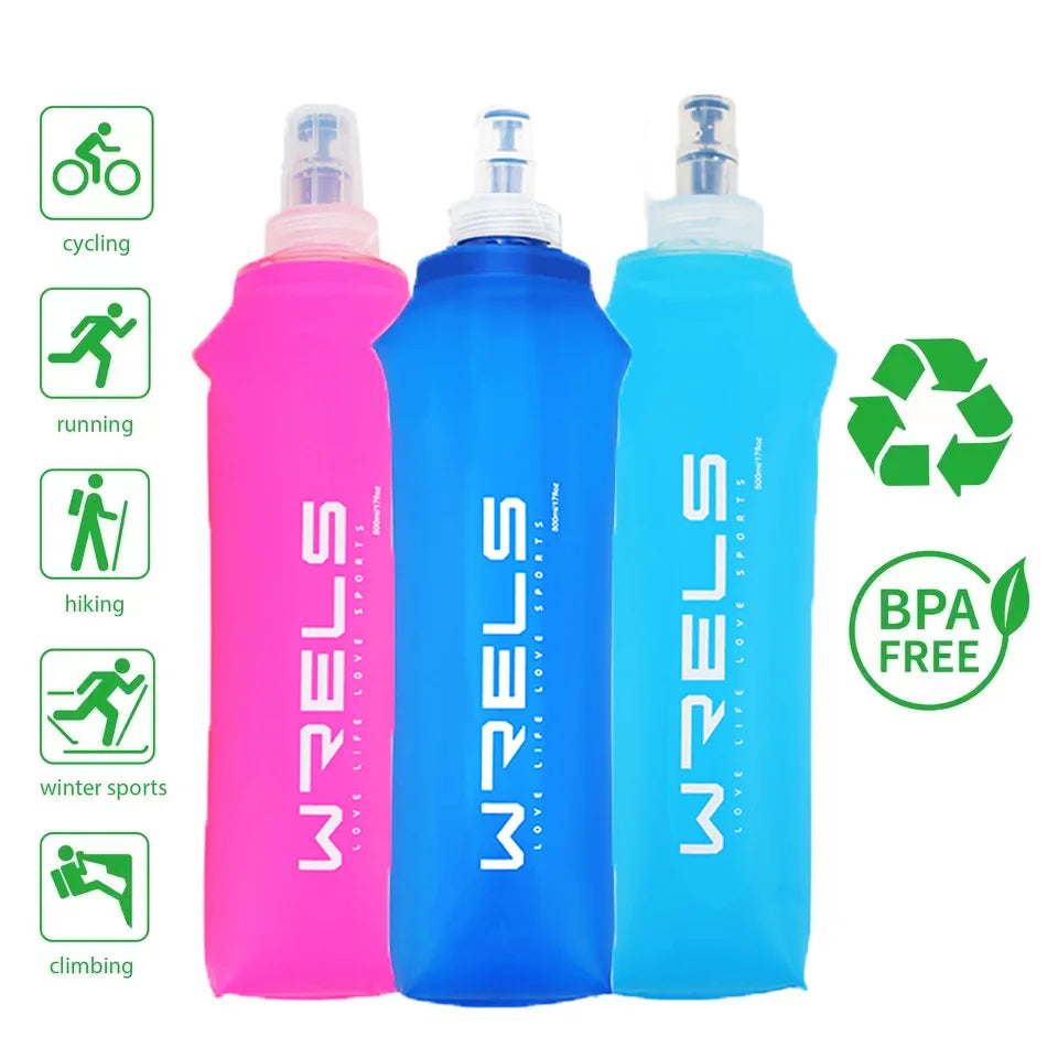 Cycling Sports Water Bottle Leak Proof Durable Soft Flask High Flow BPA Free Portable TPU Folding Water Cup Outdoor Running