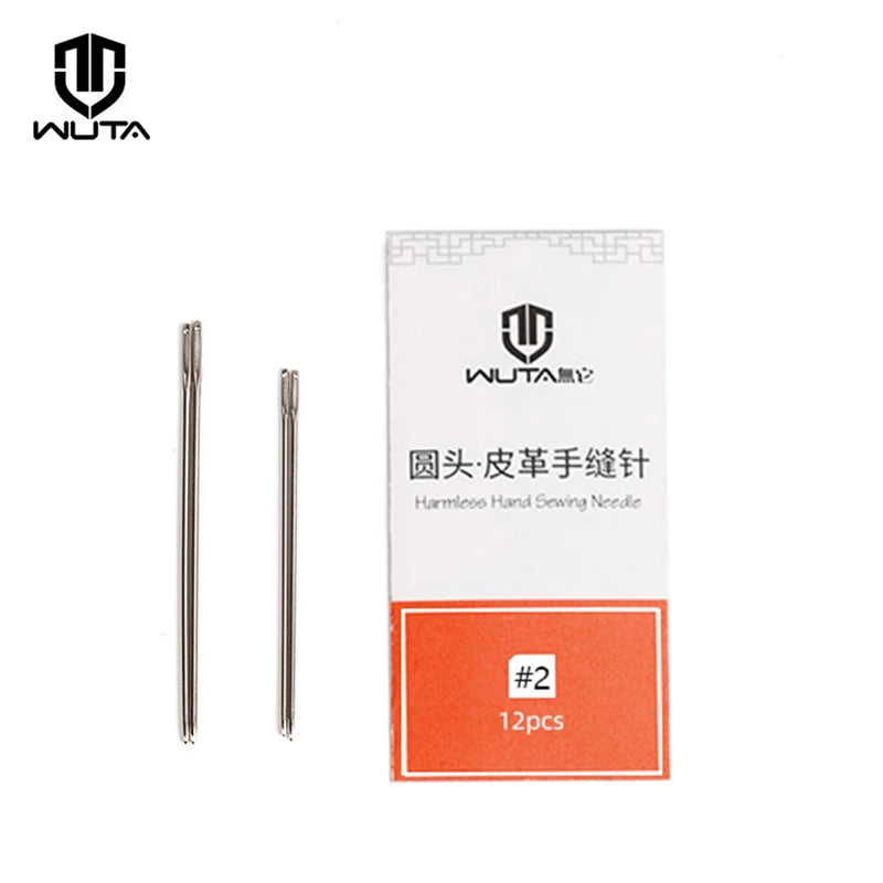WUTA 12pcs Leathercraft Sewing Needles Large Eye Blunt Stitching Needle Harness Round-pointed Needle Leather Hand Sewing Blunt