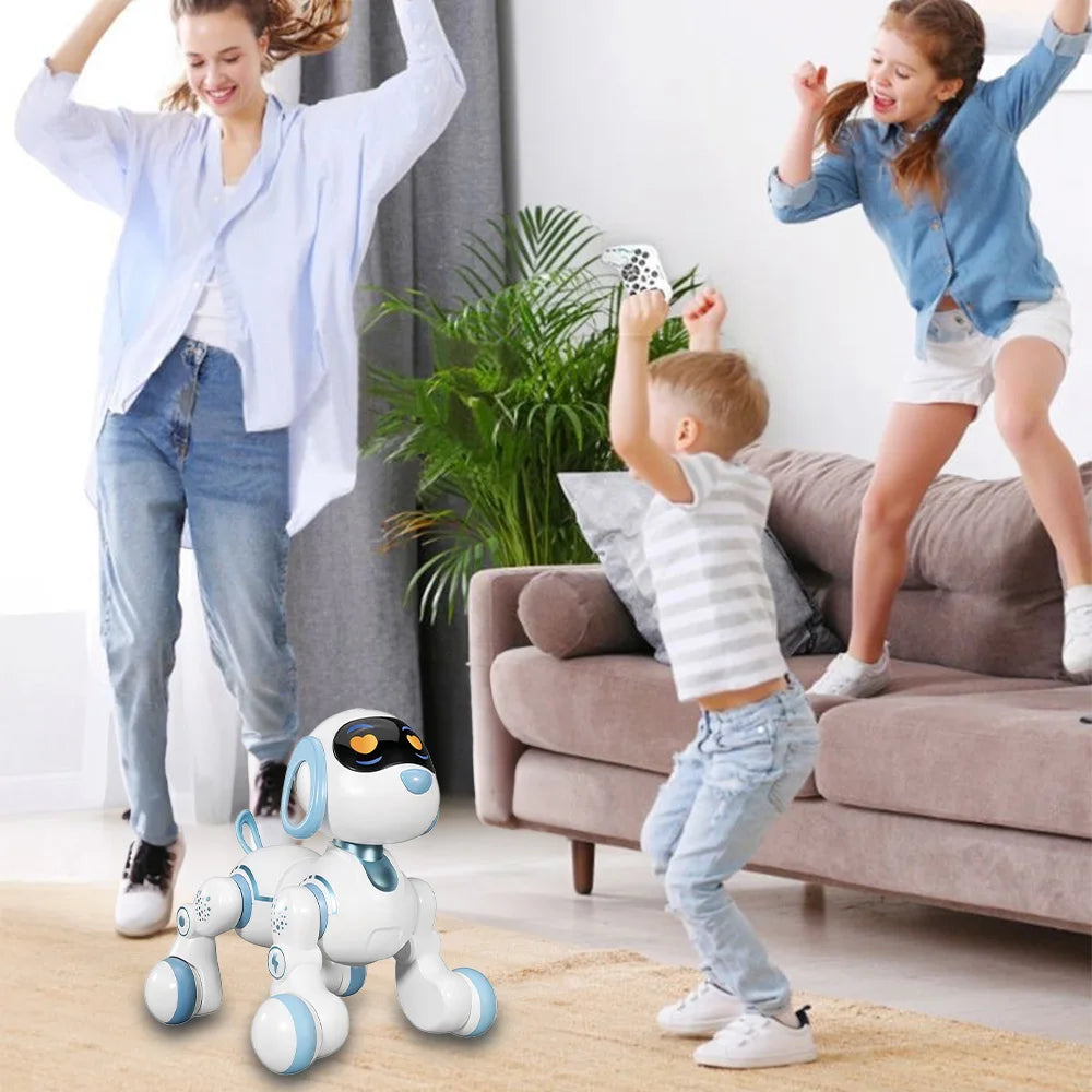 Smart Interactive Robotic Dog Simulated Walking Sound Light Music Electronic Voice Command Programmable RC Stunt Dog Kids Toy