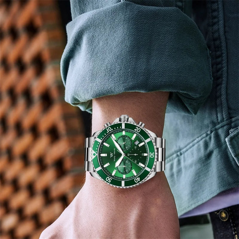 WM Watch Quartz Watches Multifunction Casual Business 200M Water Resistant Sapphire Crystal Aluminum Bezel WellyMerck Watch 184M