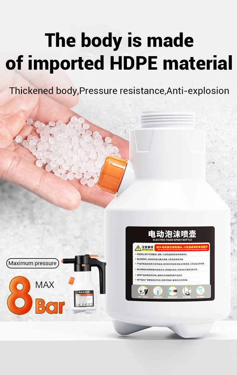 LEIBOO 2L Powerful Electric Foam Sprayer Car Wash Snow Foam Spray Bottle Rechargeable Auto Wash Sprayer Can Car Accessories
