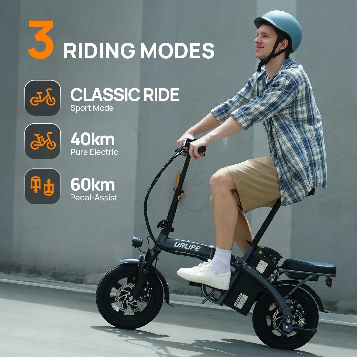 URLIFE 14 Inch Folding E-Bike 48V 7.5Ah 500W Power Removable & Fast Charge 40 Miles Hydraulic Front Suspension Dual Disc Brakes