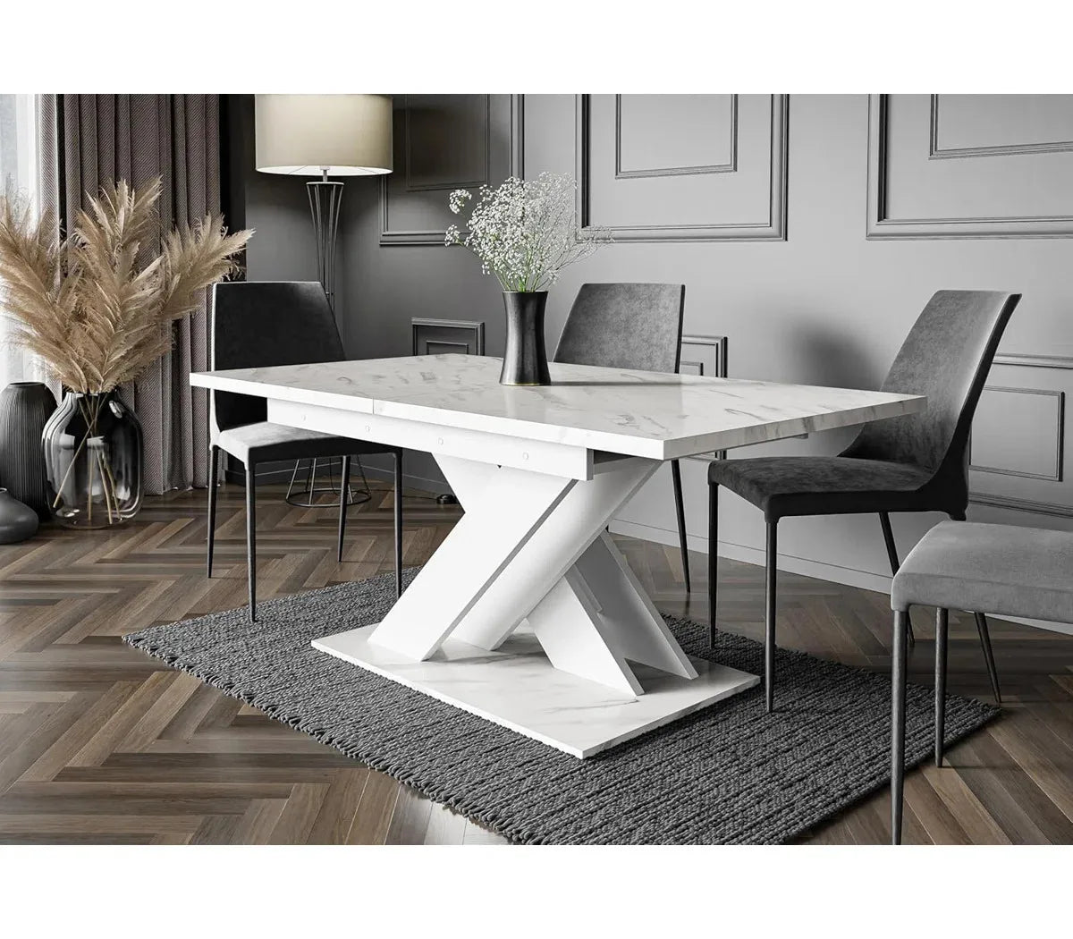 Extendable Dining Table | Modern White Table, Design for Kitchen, Office & Dining Room