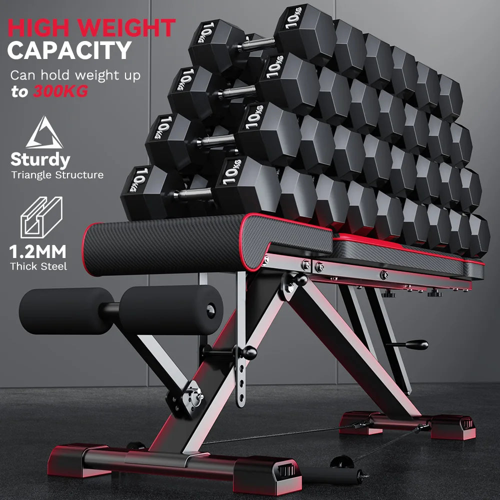 Adjustable Weight Bench with Resistance Bands Folding Weight Bench for Full Body Workout Home Quick Folding Versatile
