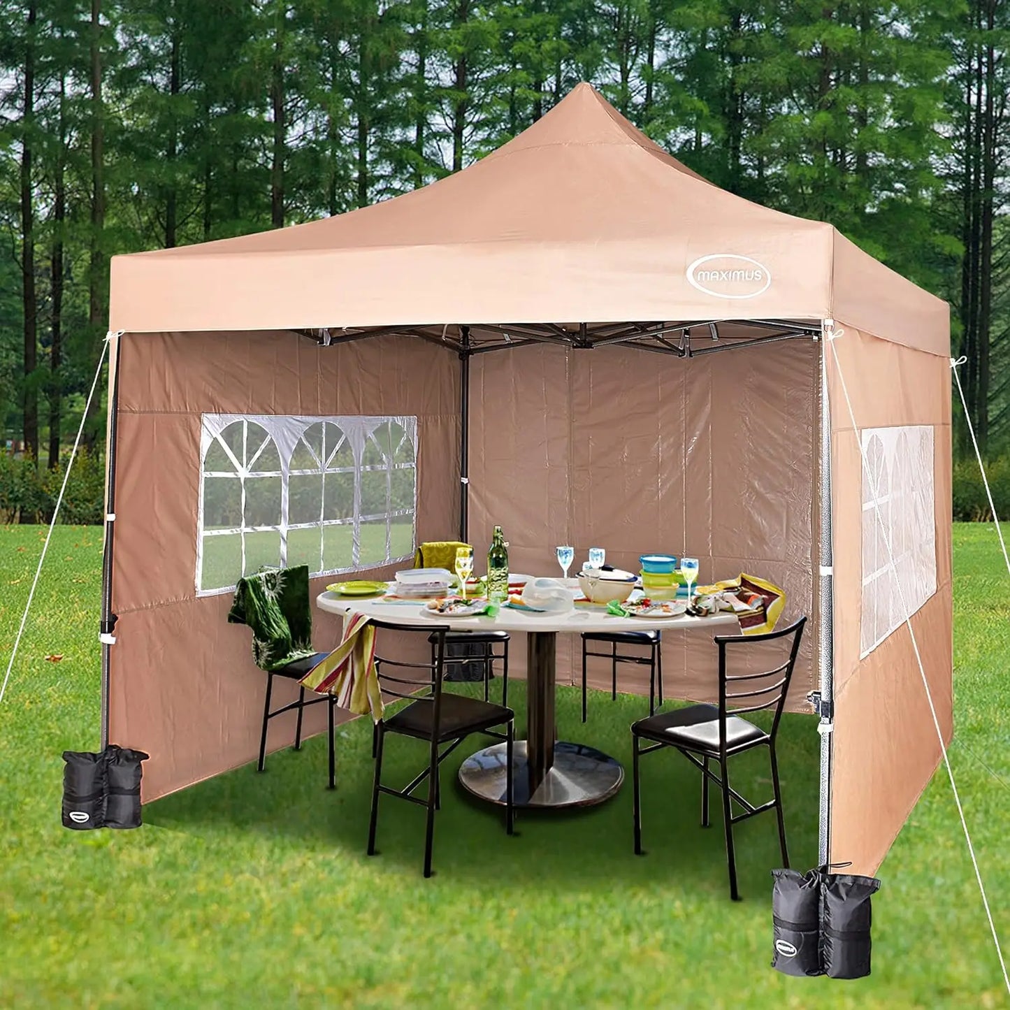 MAXIMUS HEAVY DUTY POP UP GAZEBO 3m x 3m COMMERCIAL MARKET STALL WITH 4 WEIGHT BAGS (4 Walls)