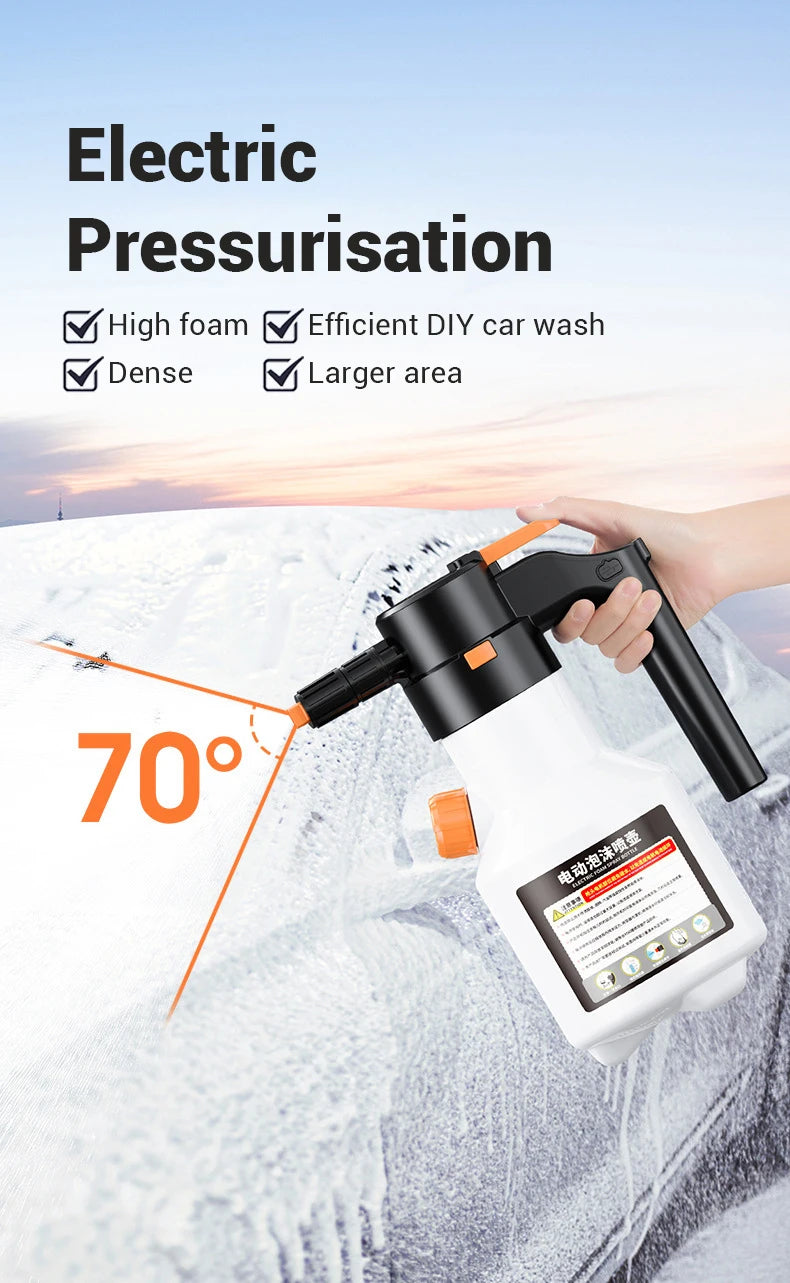 LEIBOO 2L Powerful Electric Foam Sprayer Car Wash Snow Foam Spray Bottle Rechargeable Auto Wash Sprayer Can Car Accessories