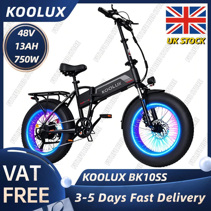 KOOLUX BK10SS High-end vers Folding Ebike 20Inch Electric Bicycle 750W 48V 13Ah Removable Battery E-bike All Terrain E Fat Bike
