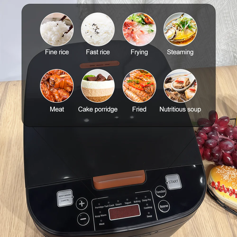 5L Electric Rice Cooker Multi-functional with Steamer Non-Stick Inner Pot 1000W 24H Keep Warm LCD Display for Home Kitchen