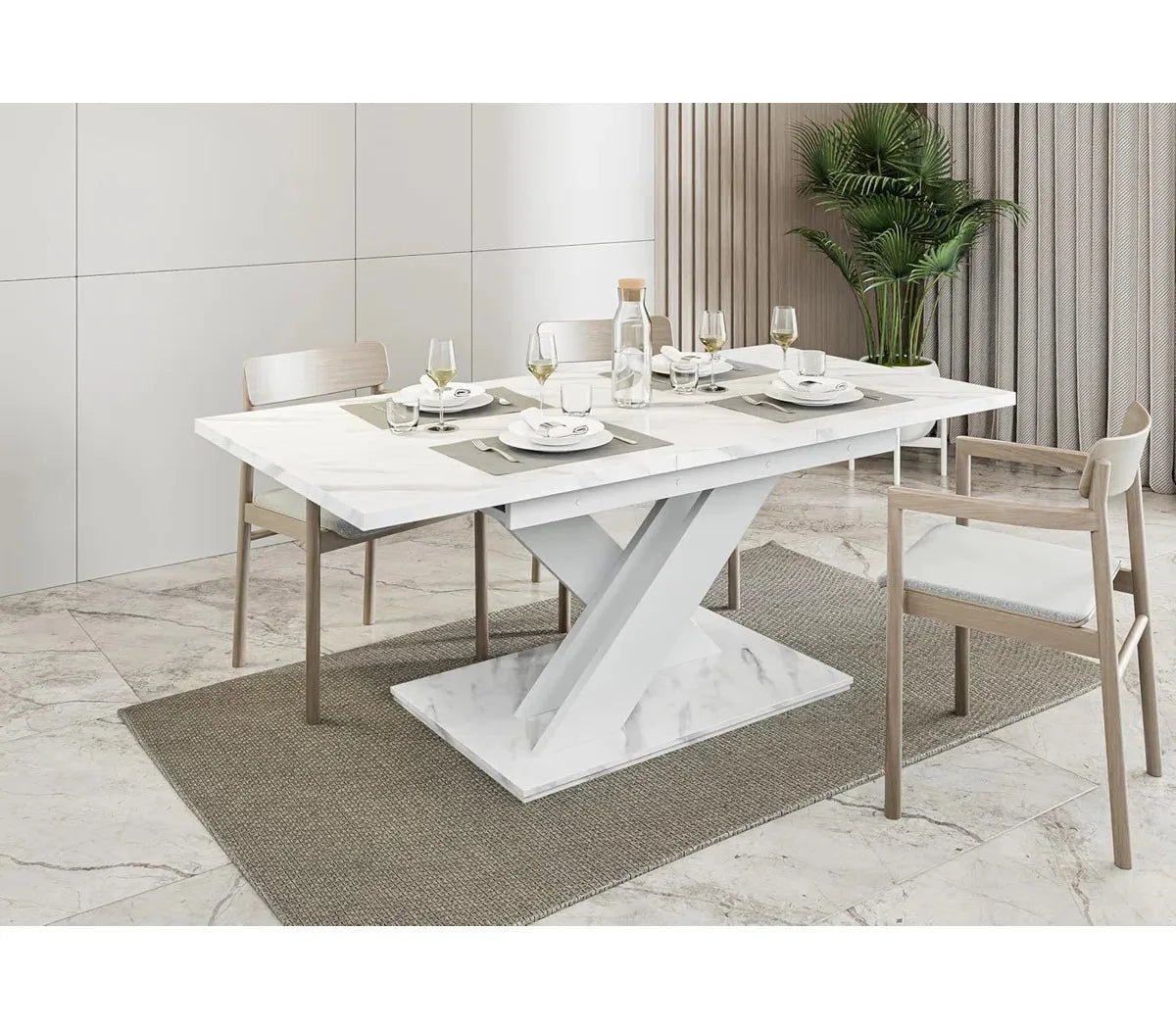 Extendable Dining Table | Modern White Table, Design for Kitchen, Office & Dining Room