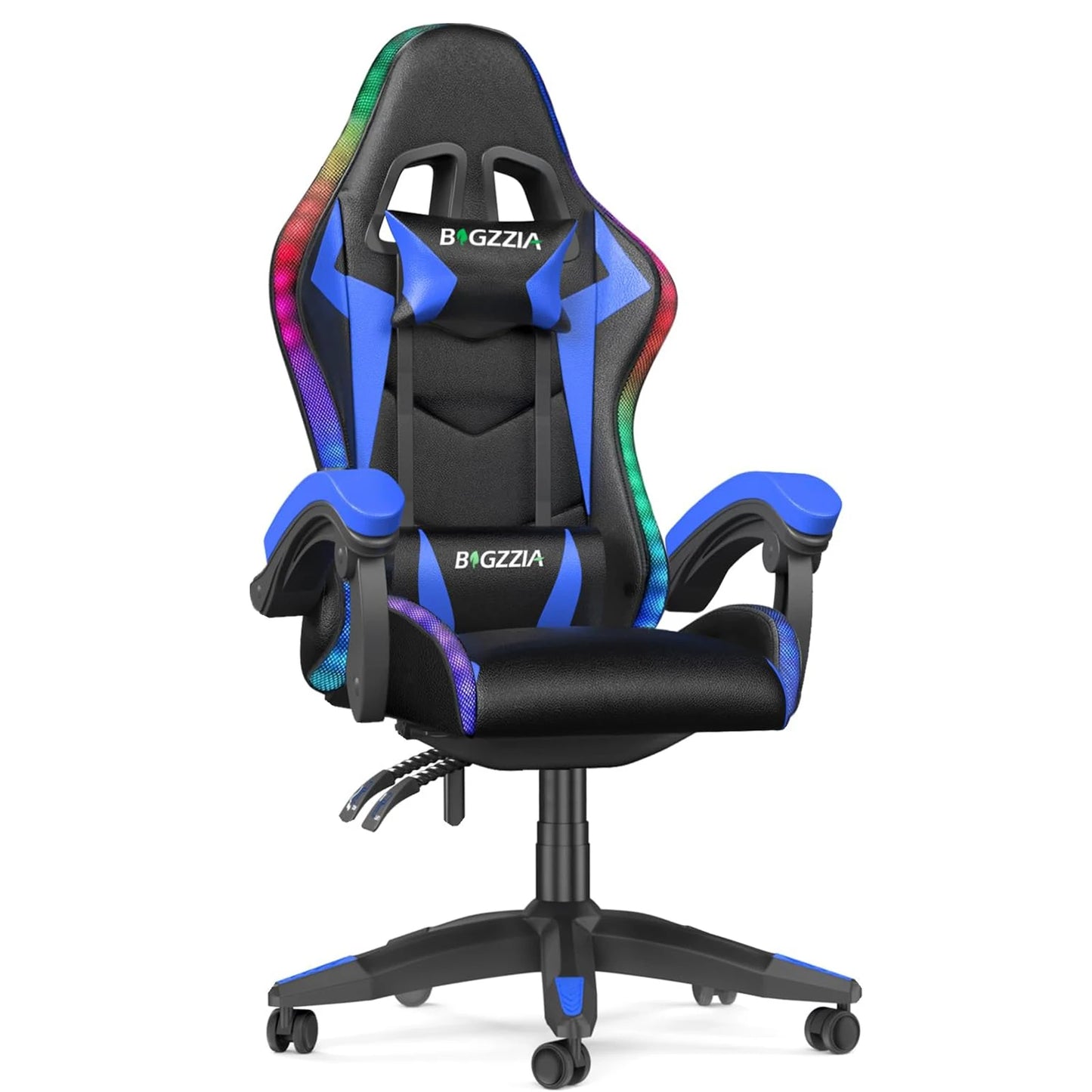 RGB Gaming Chair LED Lights and Ergonomic Computer Chair Reclining PU Leather High Back Video Game Chair Linkage Armrest