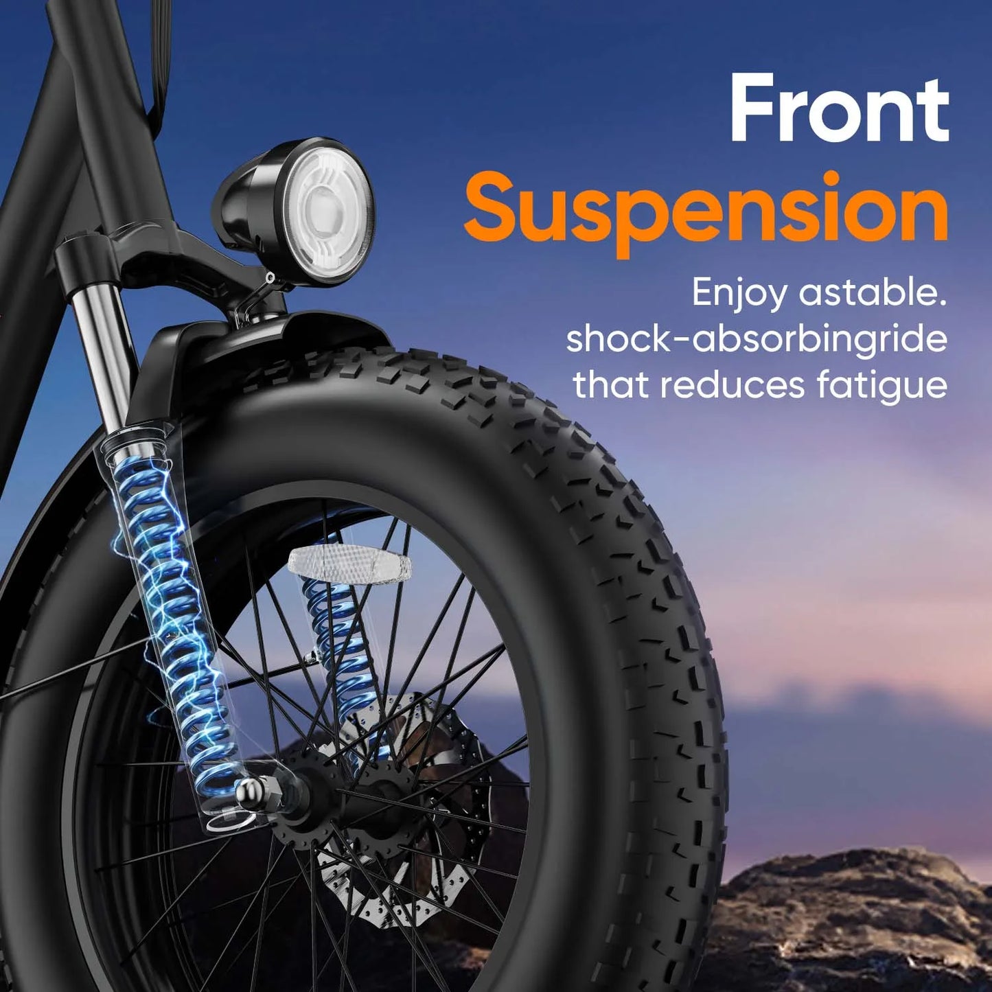 Urlife E20 Pro 1500W E-Bike Commuter 20x4" Tires 48V Removable LCD Display Speed 7-Speeds Hydraulic Disc Brakes For Adults