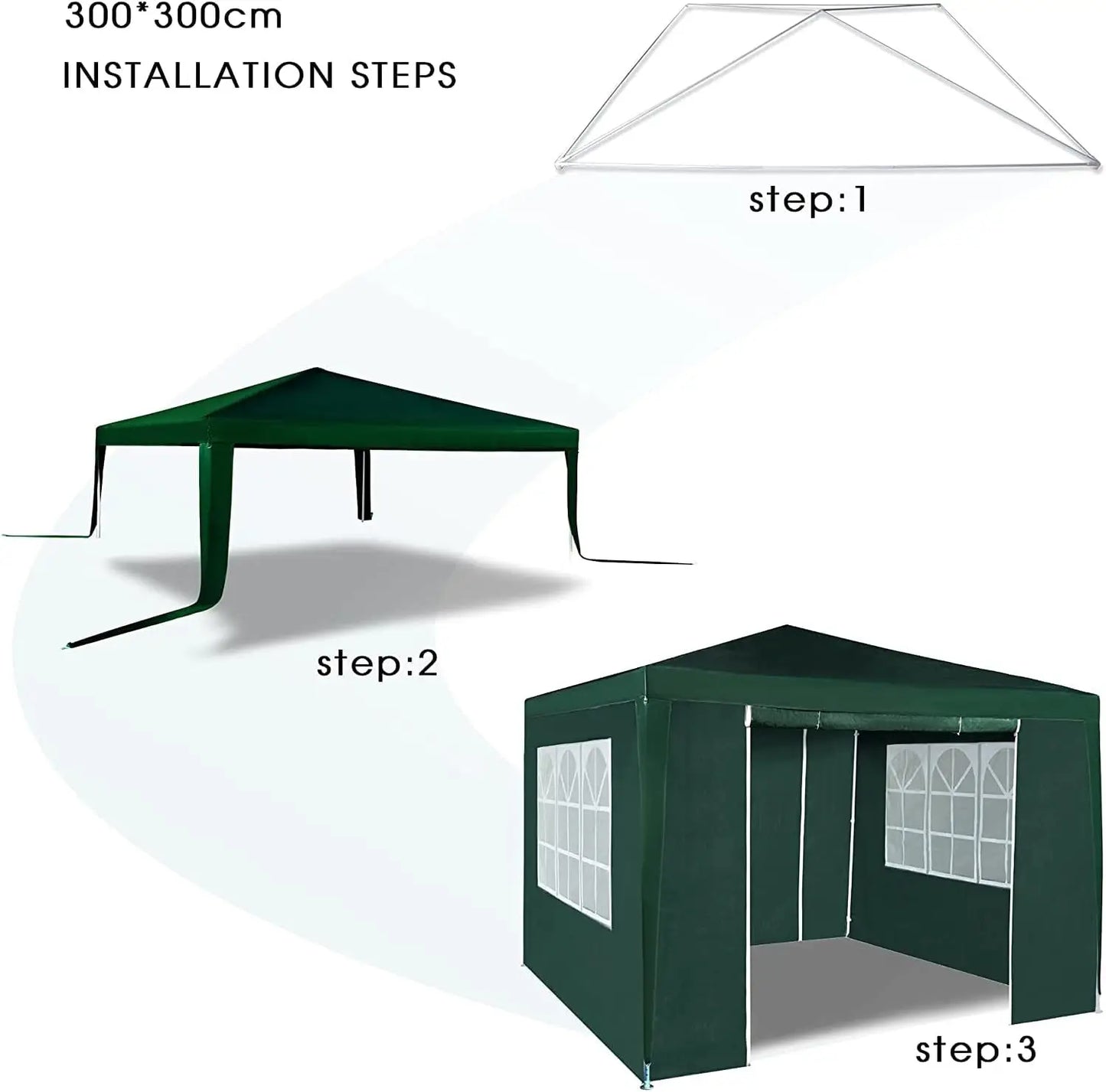 mcc direct Event Gazebo with 4 Side Panels, Outdoor Waterproof Party Tent Marquee with Coated Steel Frame