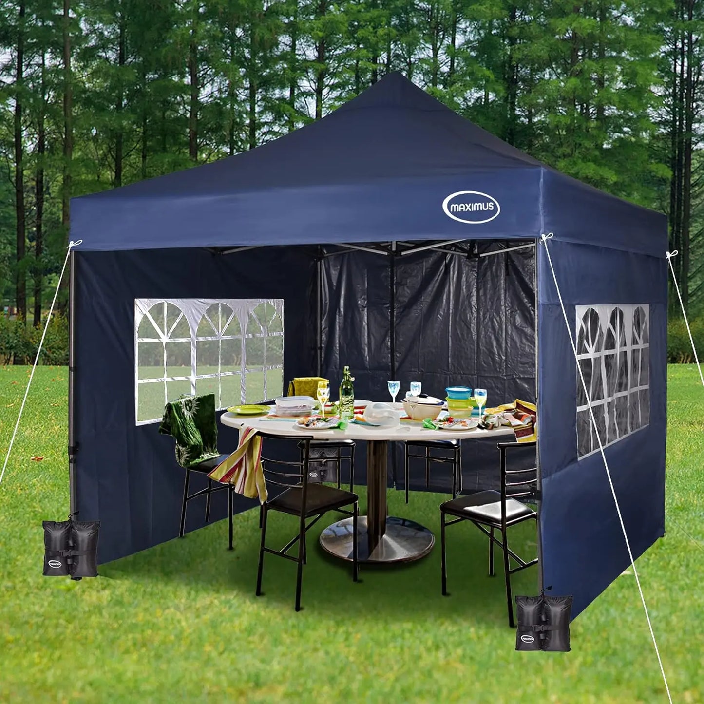 MAXIMUS HEAVY DUTY POP UP GAZEBO 3m x 3m COMMERCIAL MARKET STALL WITH 4 WEIGHT BAGS (4 Walls)