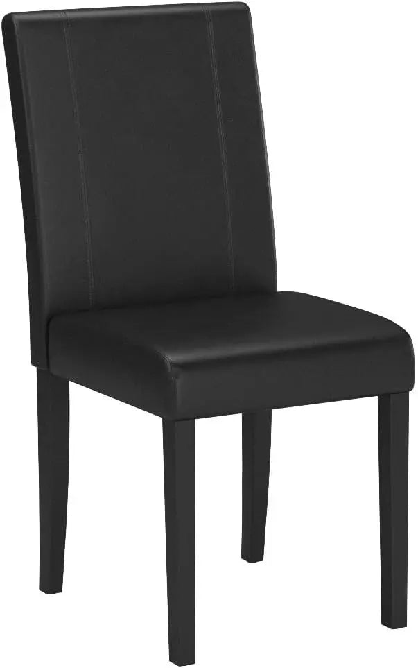 Set of 2 Faux Leather Dining Chairs With Solid Wooden Legs For Home & Commercial Restaurants