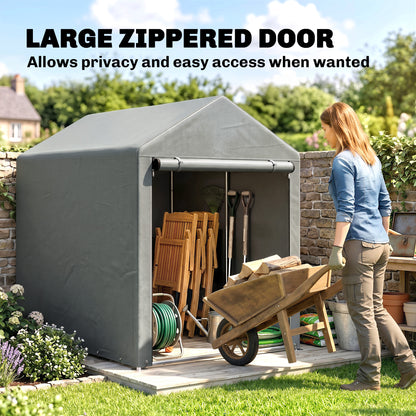 Outsunny 179 x 120cm Temporary Garden Shed, with Accessories - Light Grey