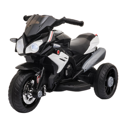 HOMCOM Kids Electric Motorcycle, 6V Ride on Motorcycle with 3 Wheels, LED Headlight, Music, Horn for Boys Girls 3-5 Y, Black