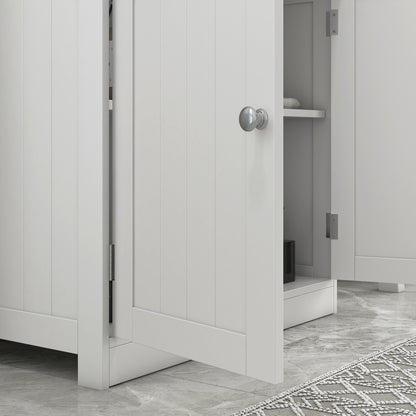 HOMCOM Under Sink Bathroom Storage Cabinet 2 Layers Vanity Unit Wooden - White