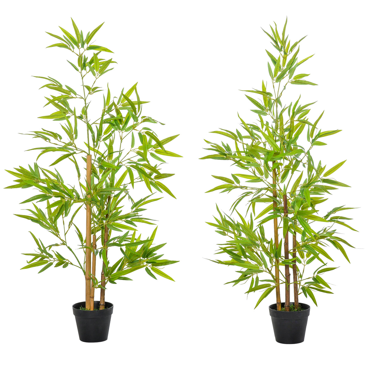 Outsunny Artificial Ficus Tree, with Weighted Plant Pot - Green