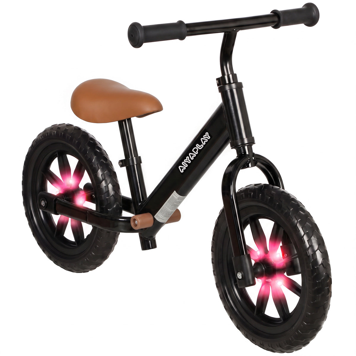 AIYAPLAY 11.2" Balance Bike for 2-5 Years, Toddler Bike with Lighting Wheels, Adjustable Seat & Handlebar, Black