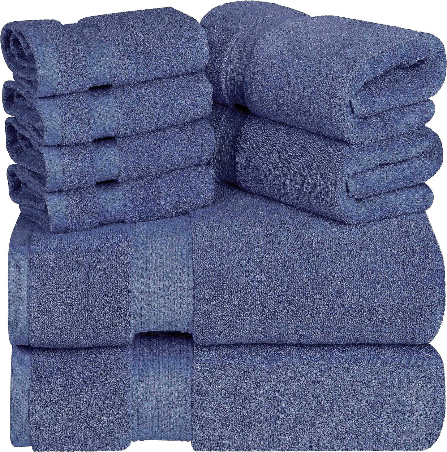 Utopia Towels 8 Piece Premium Towel Set, 2 Bath, 2 Hand, and 4 Washcloths, 100% Ring Spun Cotton, Highly Absorbent Towels for Bathroom, Sports
