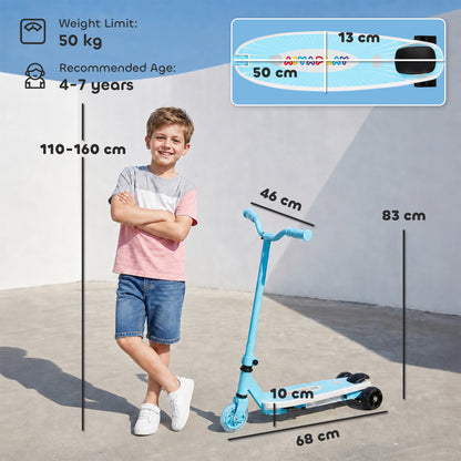 AIYAPLAY Electric Scooter for Kids Aged 4-7 Years, with Flashing LED Lights, Rear Auxiliary Wheels, Blue