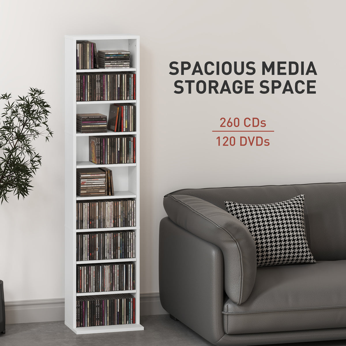 HOMCOM 260 Narrow CD Storage Unit - White