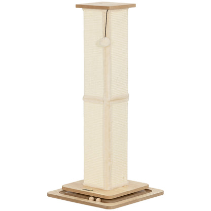 PawHut 3-in-1 Cat Scratching Post, 87cm Cat Scratcher w/ Track Ball Toy, Oak Tone
