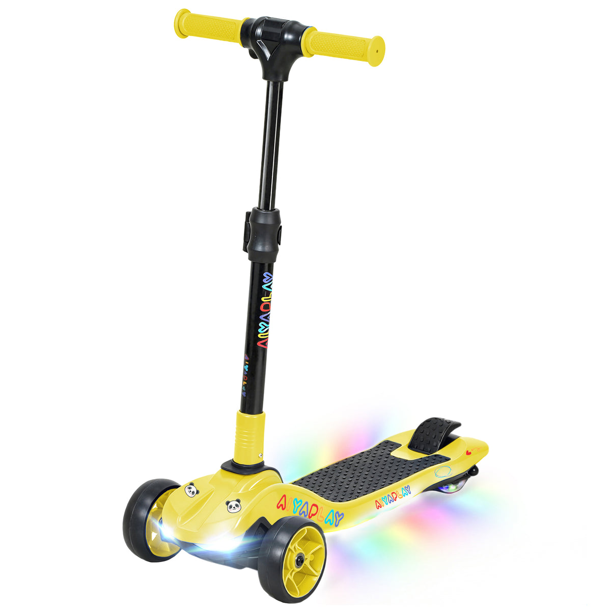 AIYAPLAY Three-Wheel Foldable Electric Scooter for Kids Aged 6-10 Years, Yellow