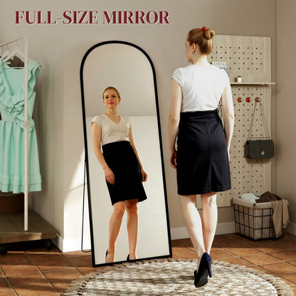 HOMCOM 165cm Aluminium Frame Standing Mirror - Black