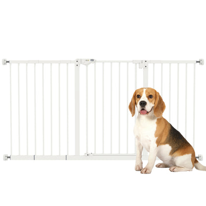 PawHut Adjustable Safety Gate w/ Three Extensions, Four Adjustable Screws, White