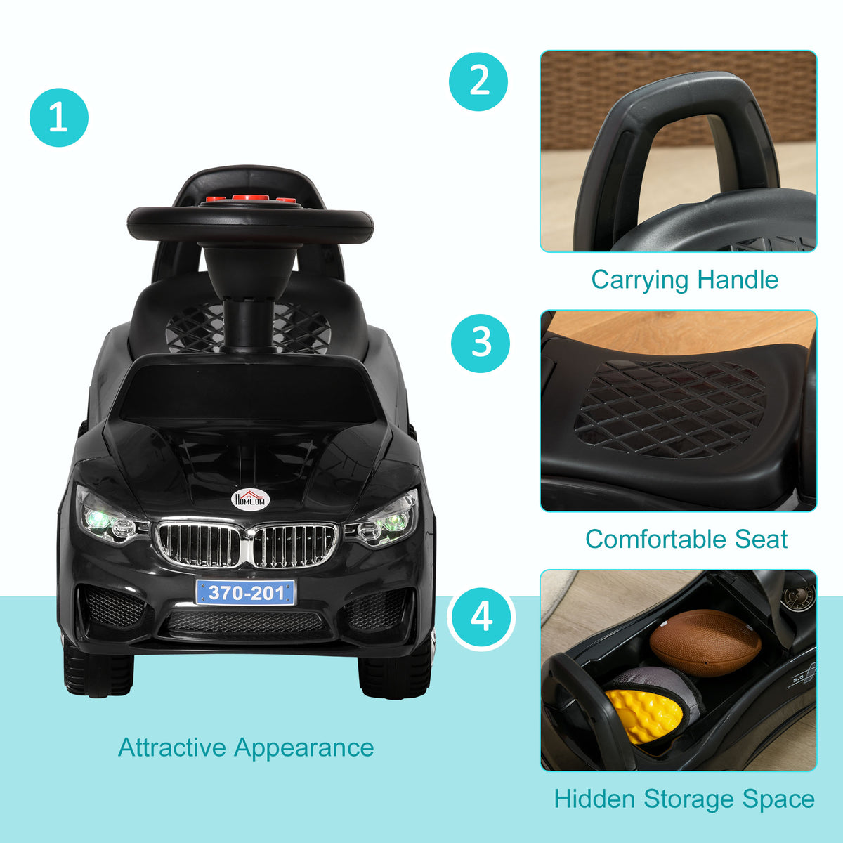 HOMCOM Ride on Car Baby Toddler Walker Foot to Floor Sliding Car Slider, Black