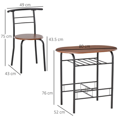 HOMCOM Three-Piece Compact Dining Set - Natural