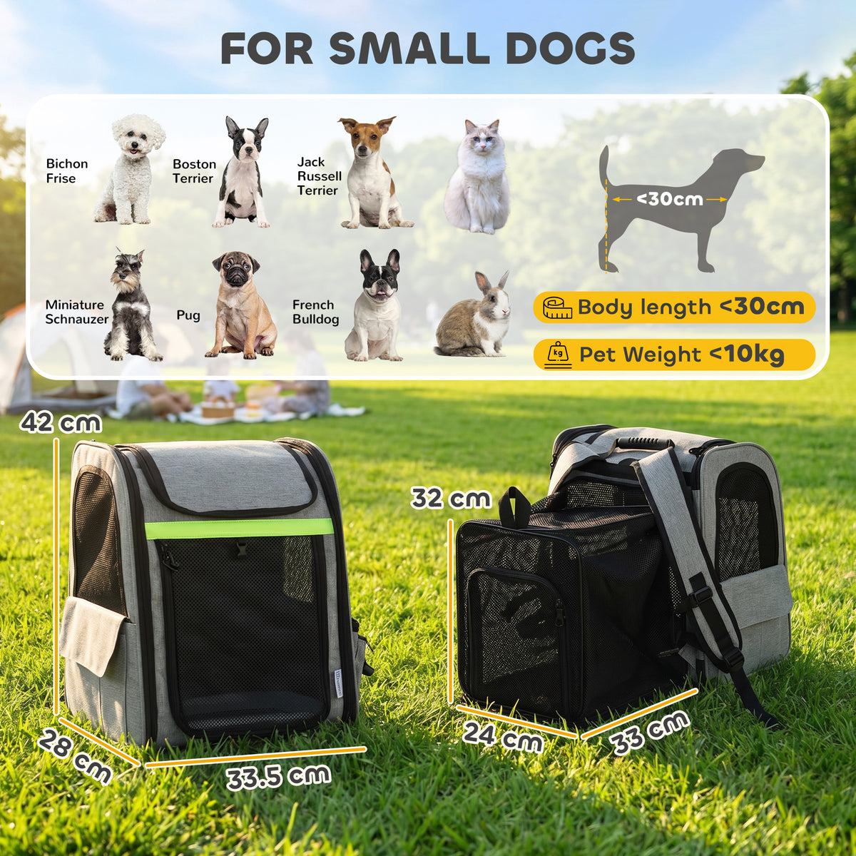 PawHut Dog Carrier Backpack Expandable, Breathable Pet Carrier Bag for Small Puppy Cat with Reflective Strip for Travel Hiking