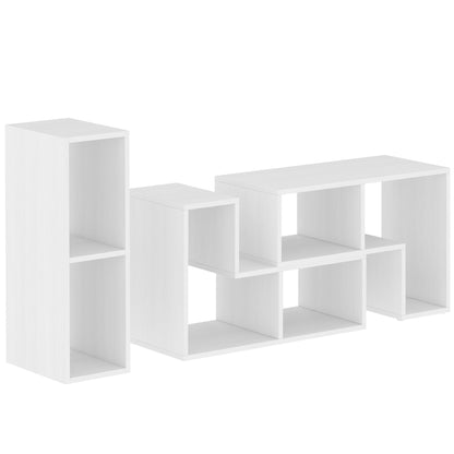 HOMCOM Three-Block Modular TV Stand - White Wood-Effect