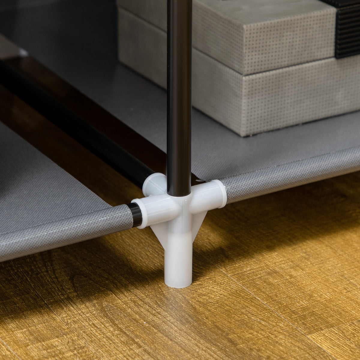 HOMCOM Fabric Wardrobe w/ Shelves Hanging Rail Foldable Wardrobe Dark Grey