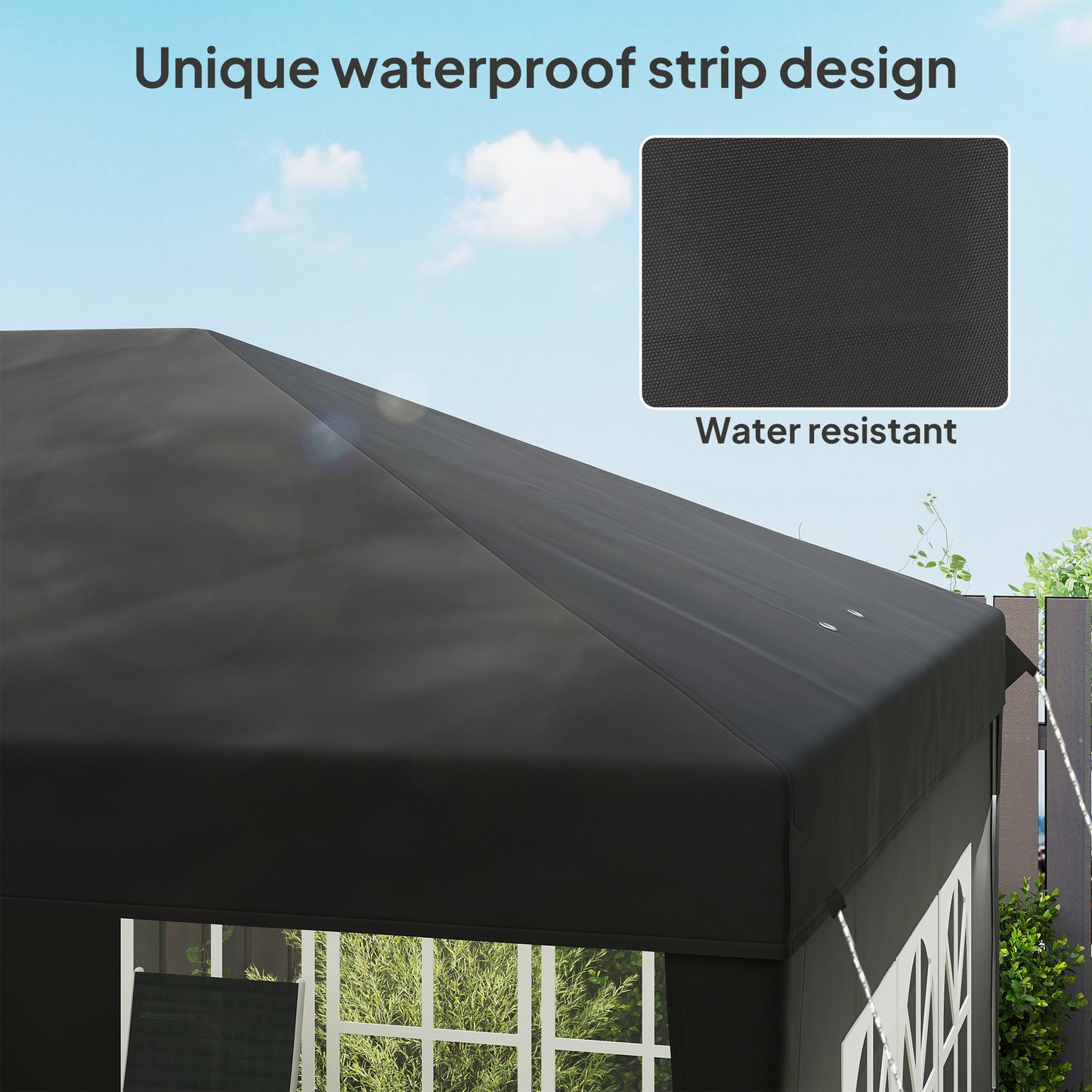 Outsunny 3 x 6m Garden Pop Up Gazebo, Height Adjustable Marquee Party Tent with Sidewalls, Storage Bag, Black
