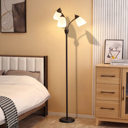 HOMCOM Arc Tree Floor Lamp with 3 Adjustable Rotating Lights, Industrial Standing Lamp with Steel Frame for Bedroom Living Room, 155cm, Black