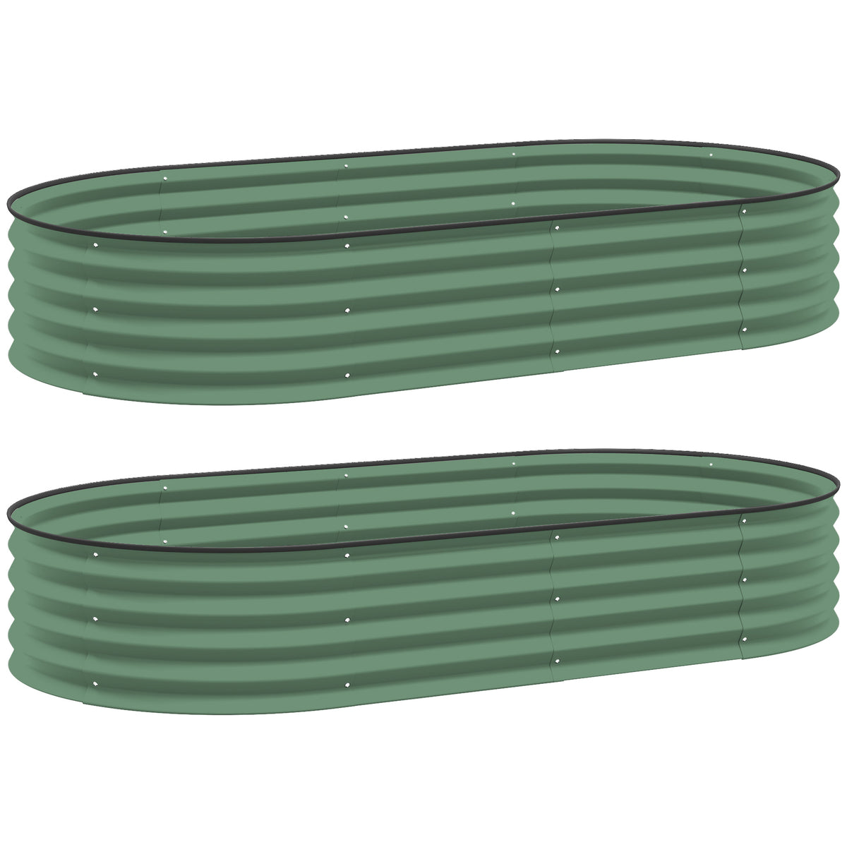 Outsunny Set of Two 181 x 93cm Steel Planters - Green