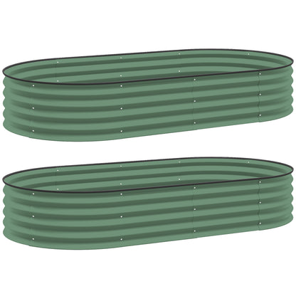 Outsunny Set of Two 181 x 93cm Steel Planters - Green