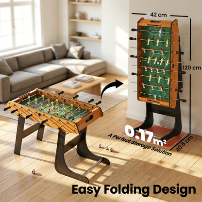 HOMCOM Folding Football Gaming Table Mini Foosball Soccer Table for Family Fun Indoor Play Sports